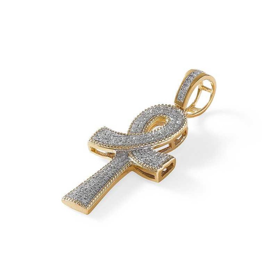 Banter 1/6 Ct. T.W. Diamond Ankh Cross Pendant In 10K Gold Charms