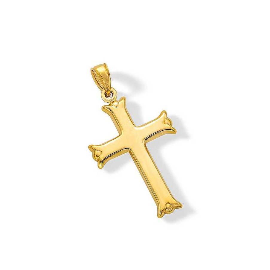 Banter 14K Hollow Gold Flare Ends Cross Necklace Charm Charms