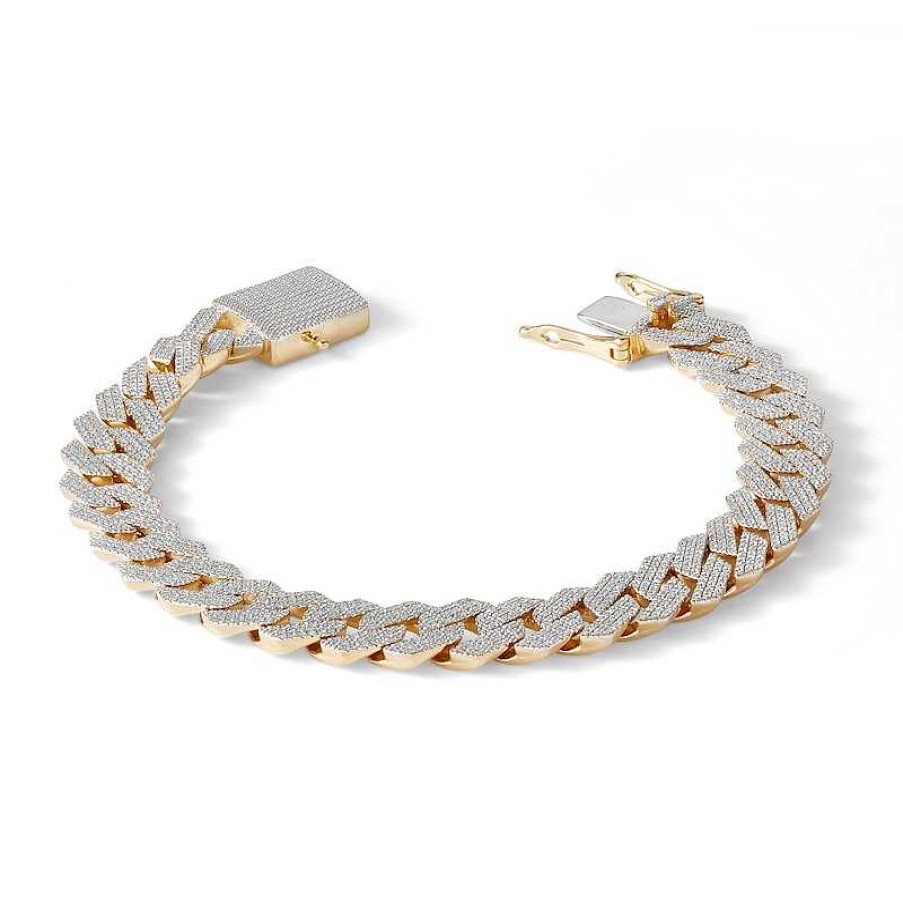 Banter 1 Ct. T.W. Diamond Square Curb Link Chain Bracelet In 10K Gold - 8.5" Bracelets