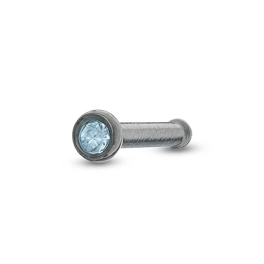 Banter Titanium Light Blue Crystal Piercing Stud Nose Ring - 20G Nose