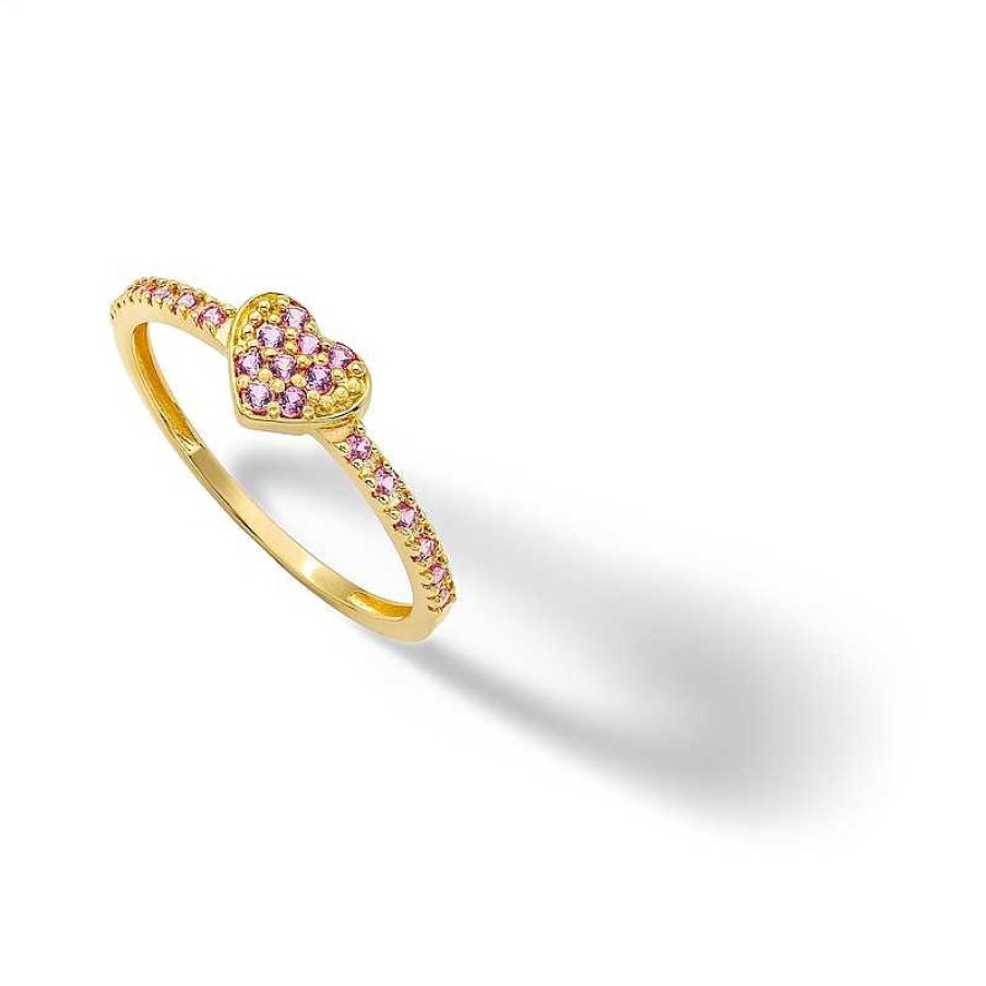 Banter 10K Solid Gold Cz Pink Heart Ring Rings