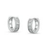 Banter 3Mm Square-Cut Cubic Zirconia Four Stone Solid Huggie Hoop Earrings In Solid Sterling Silver Earrings