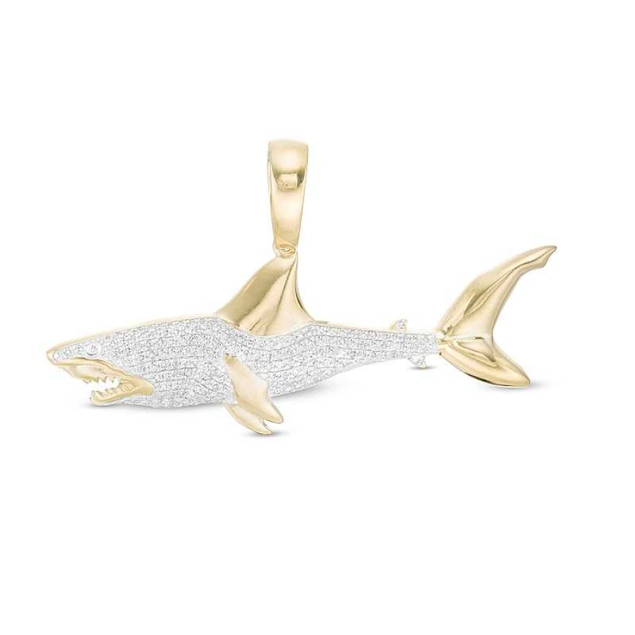 Banter 1/3 Ct. T.W. Diamond Shark Necklace Charm In 10K Gold Charms