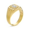 Banter Cubic Zirconia Scallop Frame Eagle Ribbed Shank Two-Tone Ring In 10K Gold - Size 10 Rings