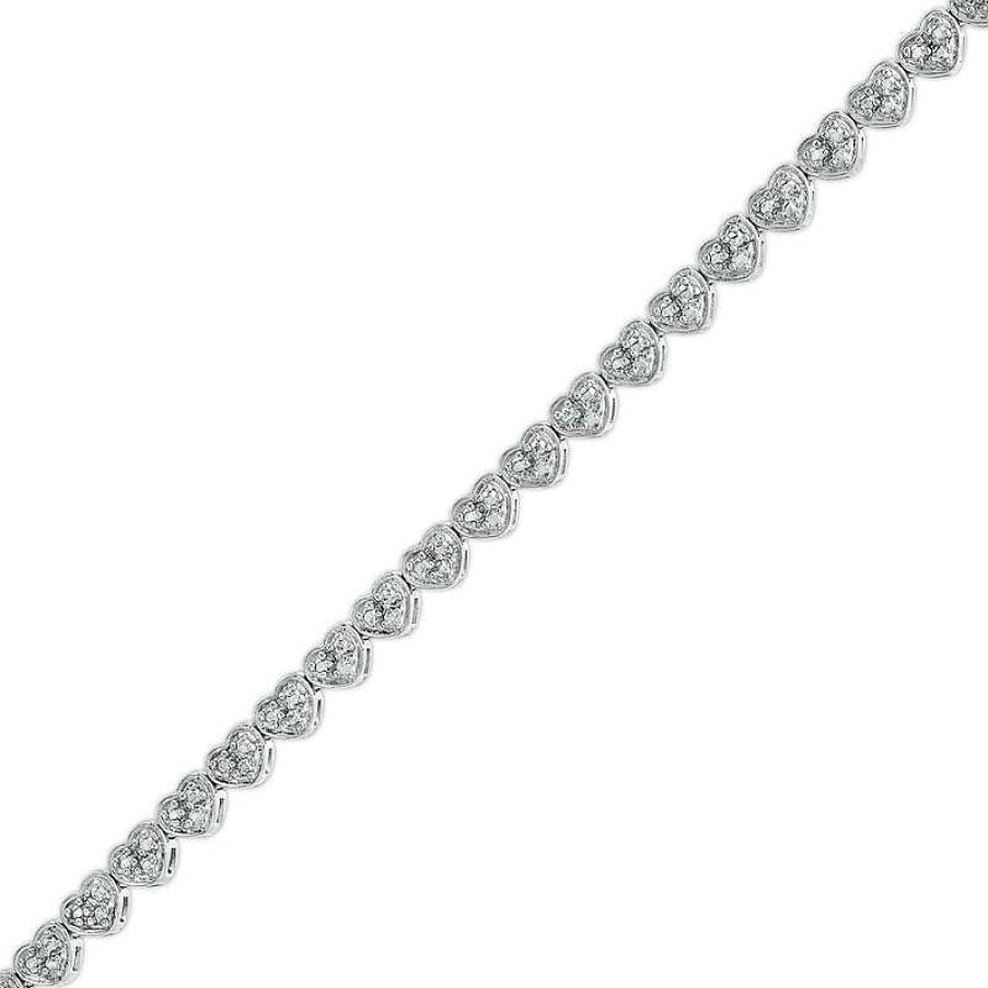 Banter Diamond Accent Heart Tennis Bracelet In Sterling Silver 7.25" Bracelets