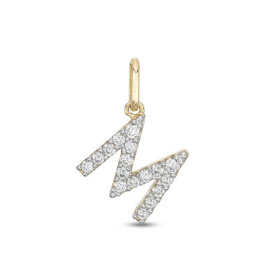 Banter Cubic Zirconia Small Pav M Initial Necklace Charm In 10K Gold Charms