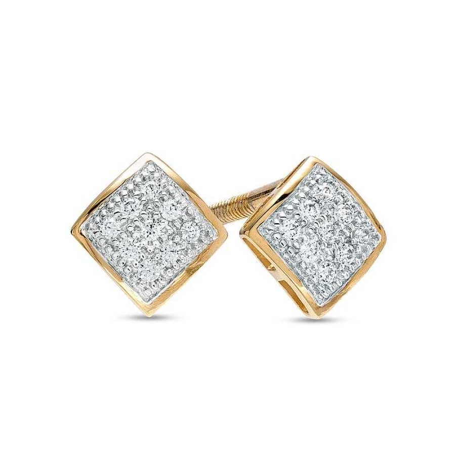 Banter 1/20 Ct. T.W. Princess-Cut Multi-Diamond Tilted Stud Earrings In 10K Gold Earrings