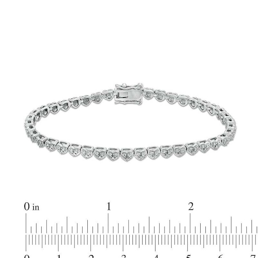 Banter Diamond Accent Heart Tennis Bracelet In Sterling Silver 7.25" Bracelets