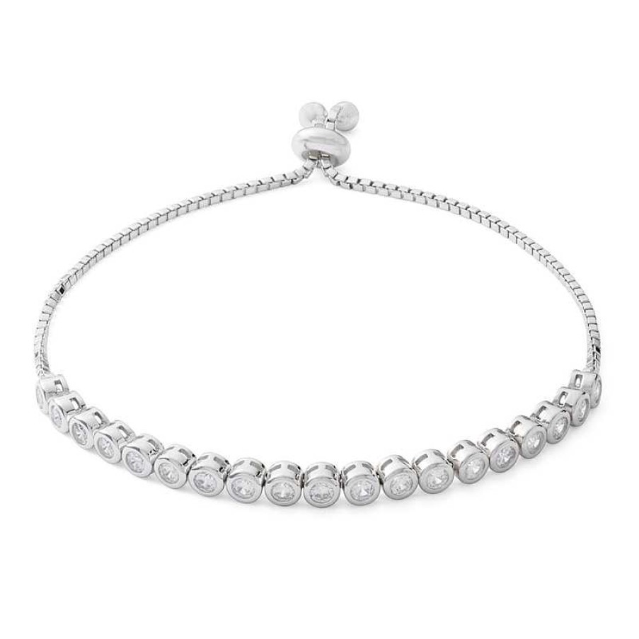 Banter Cubic Zirconia Bubble Bolo Bracelet In Solid Sterling Silver - 10" Bracelets