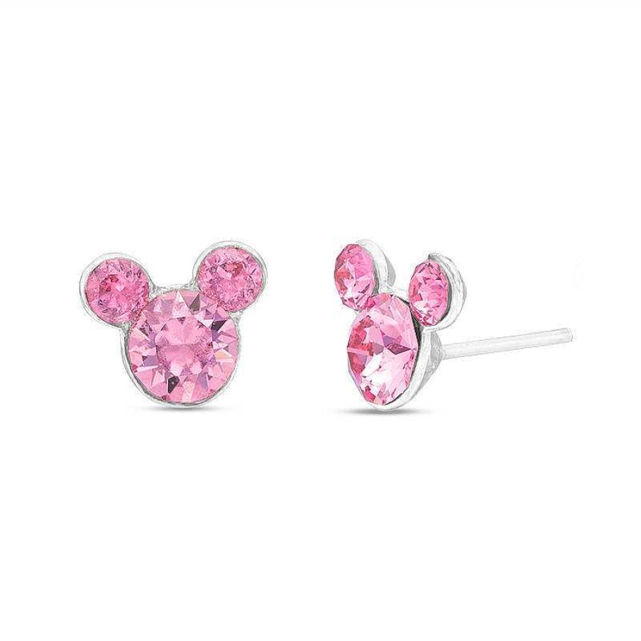 Banter Child'S Pink Crystal ©Disney Mickey Mouse Stud Earrings In Solid Sterling Silver Earrings