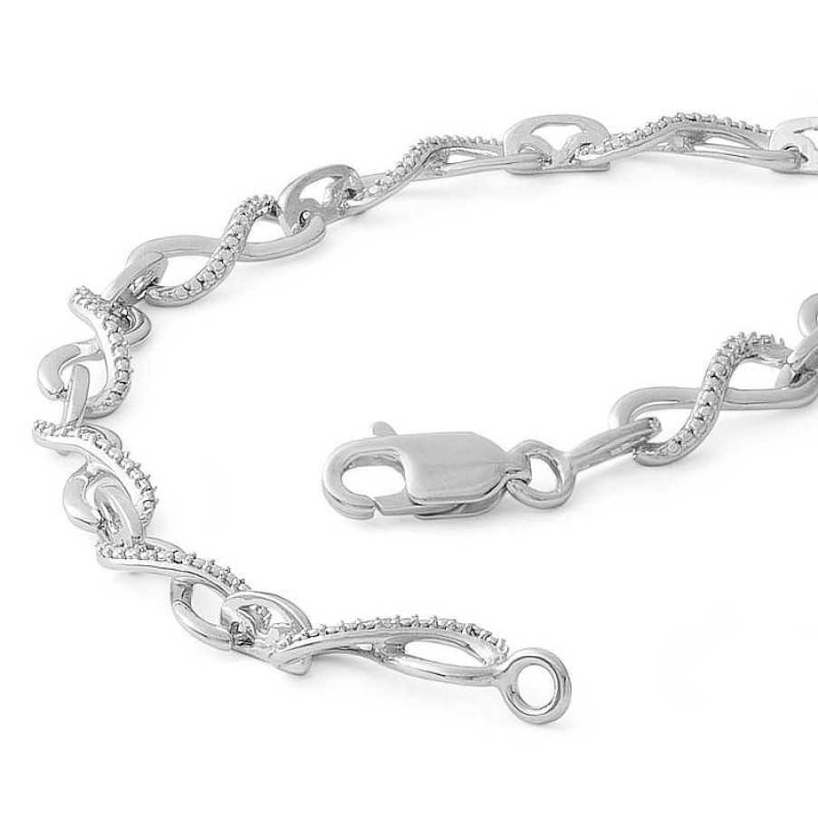 Banter Diamond Accent Infinity Link Bracelet In Sterling Silver - 7.5" Bracelets