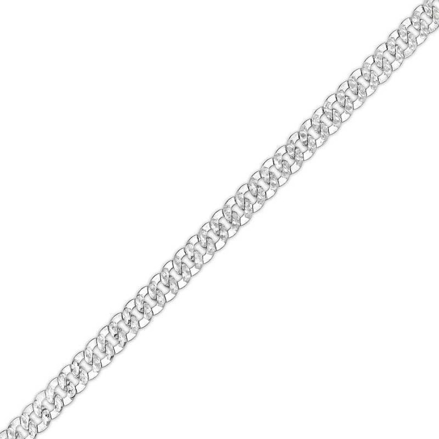 Banter 4.2Mm Diamond-Cut Pav Tight Curb Chain Bracelet In 10K Solid White Gold - 8.5" Bracelets