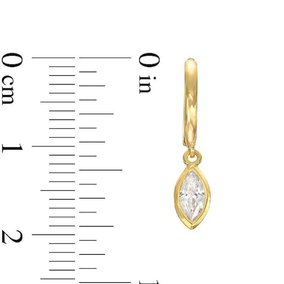 Banter Cubic Zirconia Bezel Marquise Drop Huggie Hoop Earrings In 10K Solid Gold Earrings