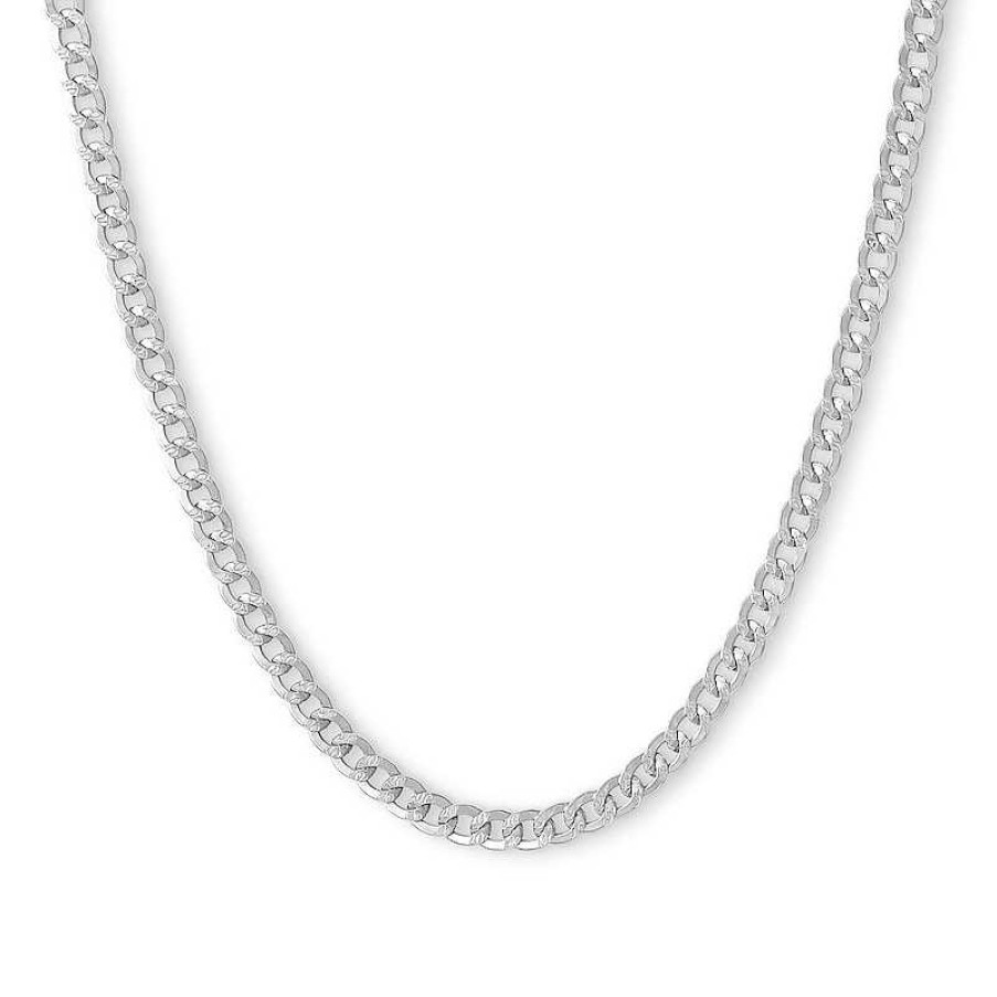 Banter 10K Semi-Solid White Gold Diamond-Cut Curb Chain - 16" Necklaces