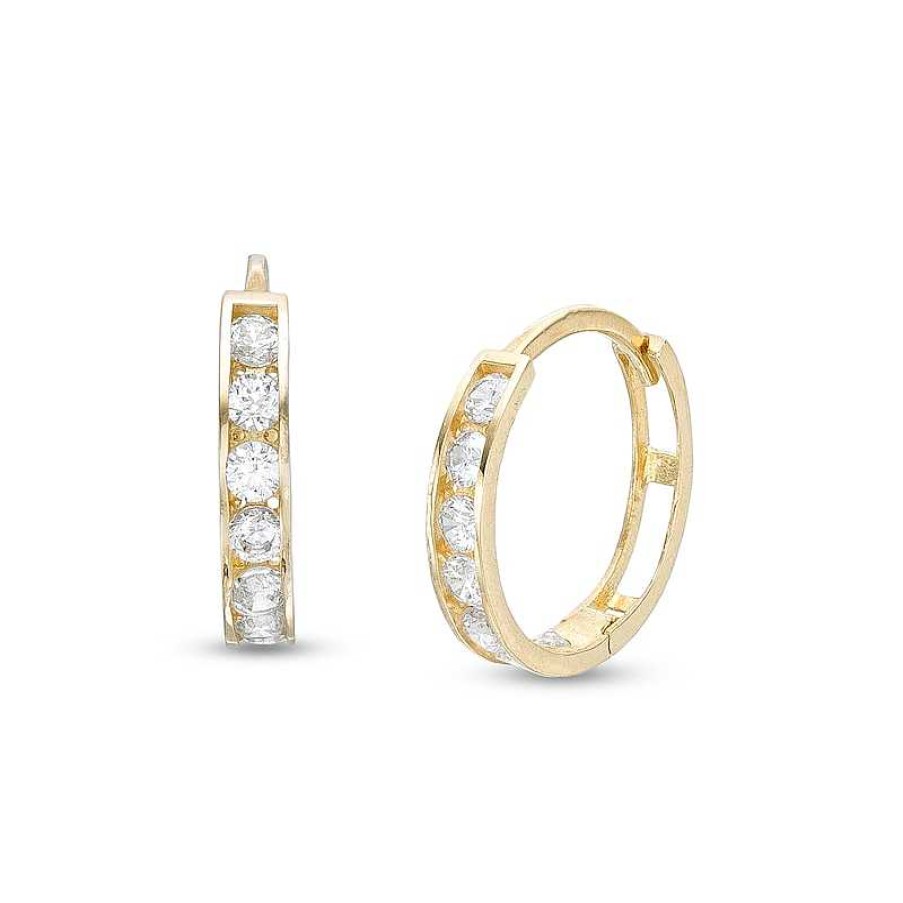 Banter Cubic Zirconia 6 Stone Huggie Hoop Earrings In Solid Sterling Silver With 14K Gold Plate Earrings