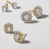 Banter 10K Solid Gold 1/2 Ct. T.W. Lab-Created Diamond Small Halo Studs Earrings