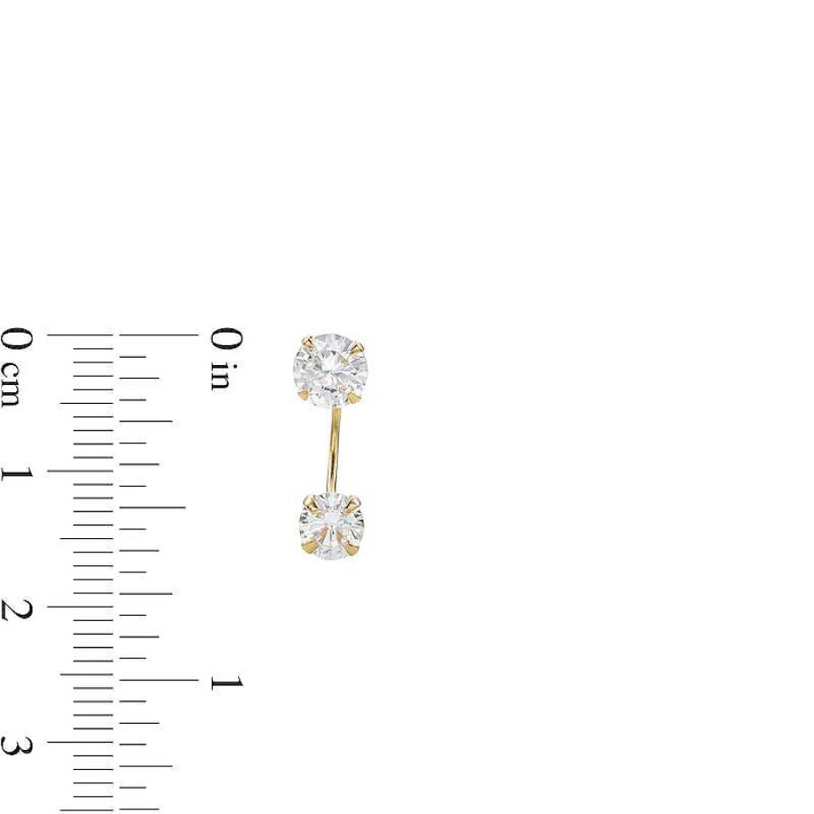 Banter 10K Semi-Solid Gold Cz Double Stone Telephone Studs Earrings