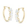 Banter Oval Cubic Zirconia Three Stone Hoop Earrings In 10K Gold Earrings