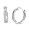 Banter Cubic Zirconia Multi-Row Overlay Hoop Earrings In Solid Sterling Silver Earrings