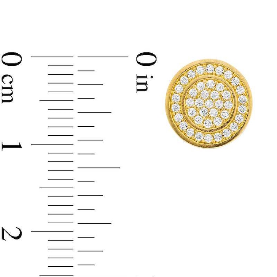 Banter 10K Solid Gold Cz Halo Round Studs Earrings