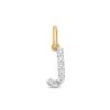 Banter Cubic Zirconia Small Pav J Initial Necklace Charm In 10K Gold Charms