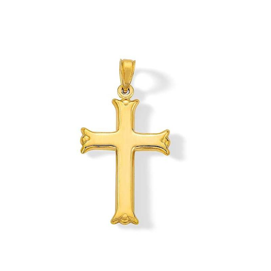 Banter 14K Hollow Gold Flare Ends Cross Necklace Charm Charms