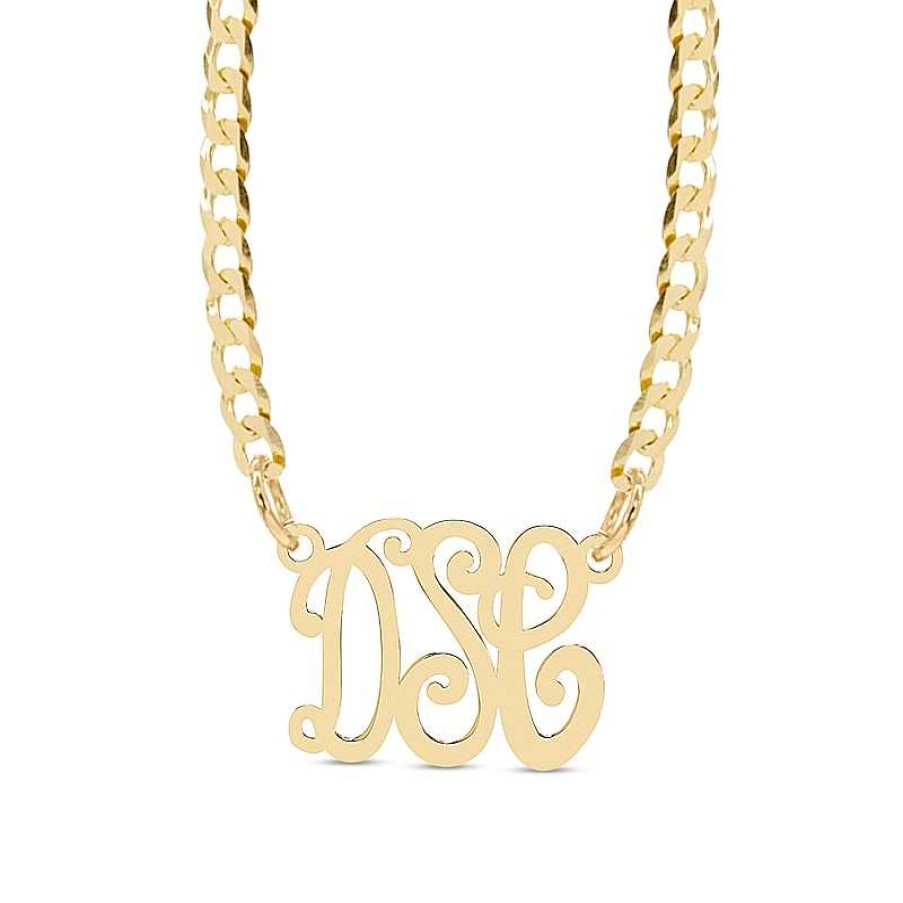 Banter 14K Gold Plate Script Monogram Cable Chain Necklaces