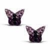 Banter Child'S Purple And Black Crystal Butterfly Stud Earrings In Sterling Silver Earrings