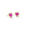 Banter 10K Solid Gold Cz And Synthetic Ruby Red Heart Halo Studs Earrings