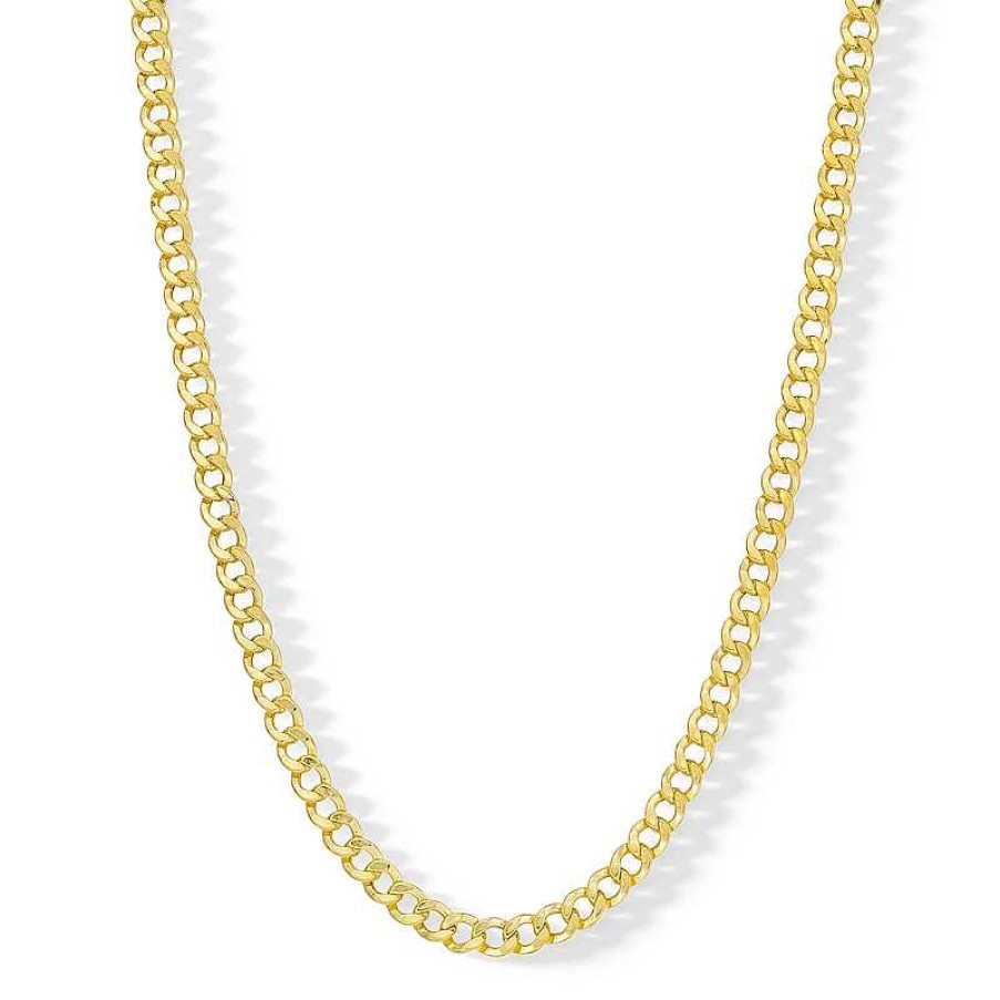 Banter 100 Gauge Curb Chain Necklace In 10K Hollow Gold Bonded Sterling Silver - 22" Necklaces