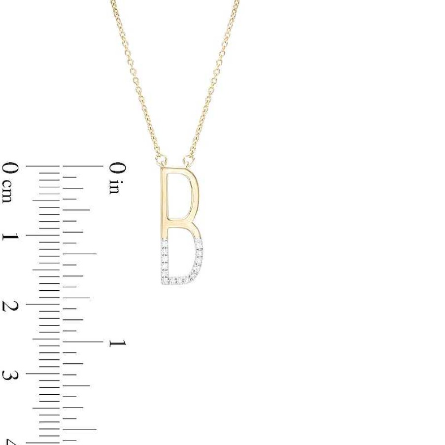 Banter 1/20 Ct. T.W. Diamond "B" Initial Necklace In Sterling Silver With 14K Gold Plate - 18" Necklaces