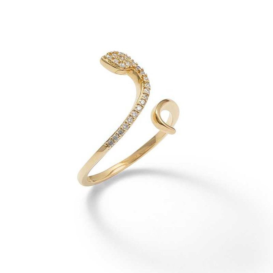 Banter Cubic Zirconia Snake Wrap Ring In Sterling Silver With 14K Gold Plate - Size 7 Rings