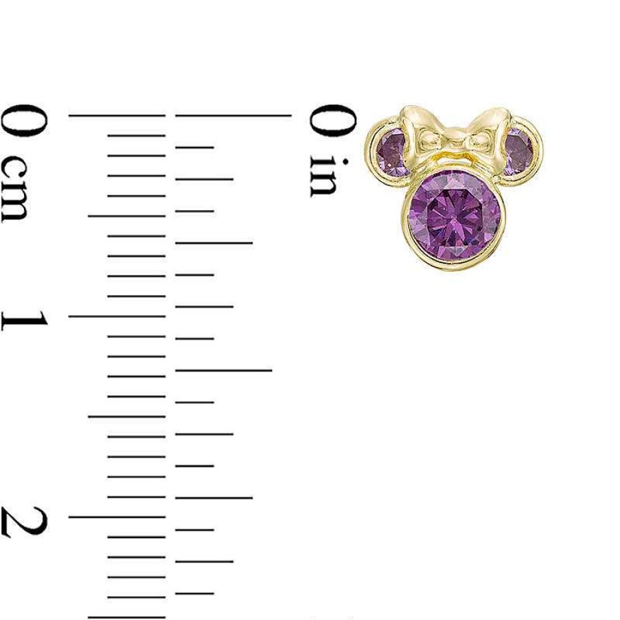 Banter Child'S Purple Cubic Zirconia ©Disney Minnie Mouse Stud Earrings In 10K Gold Earrings