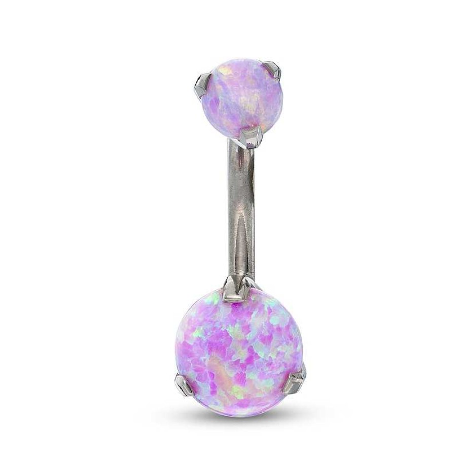 Banter Titanium Simulated Pink Opal Belly Button Ring - 14G 7/16" Belly Button