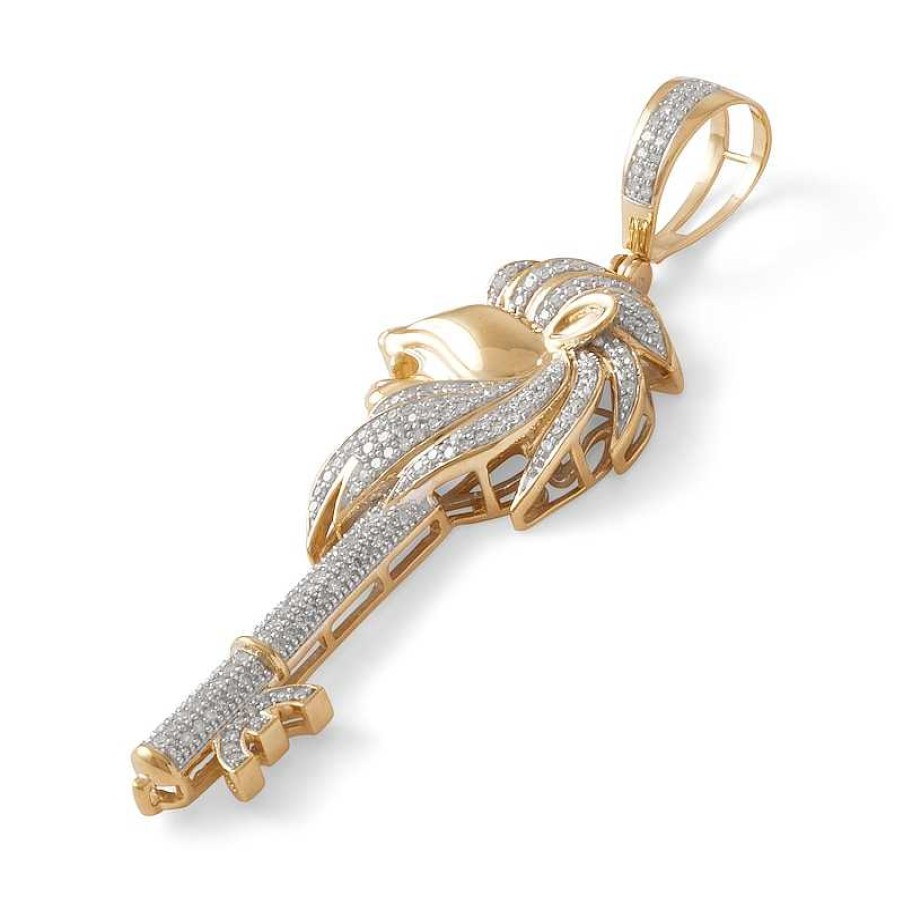 Banter 1/2 Ct. T.W. Diamond Lion Key Necklace Charm In 10K Gold Charms