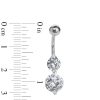 Banter Solid Stainless Steel Cz Linear Two-Stone Belly Button Ring - 14G Belly Button