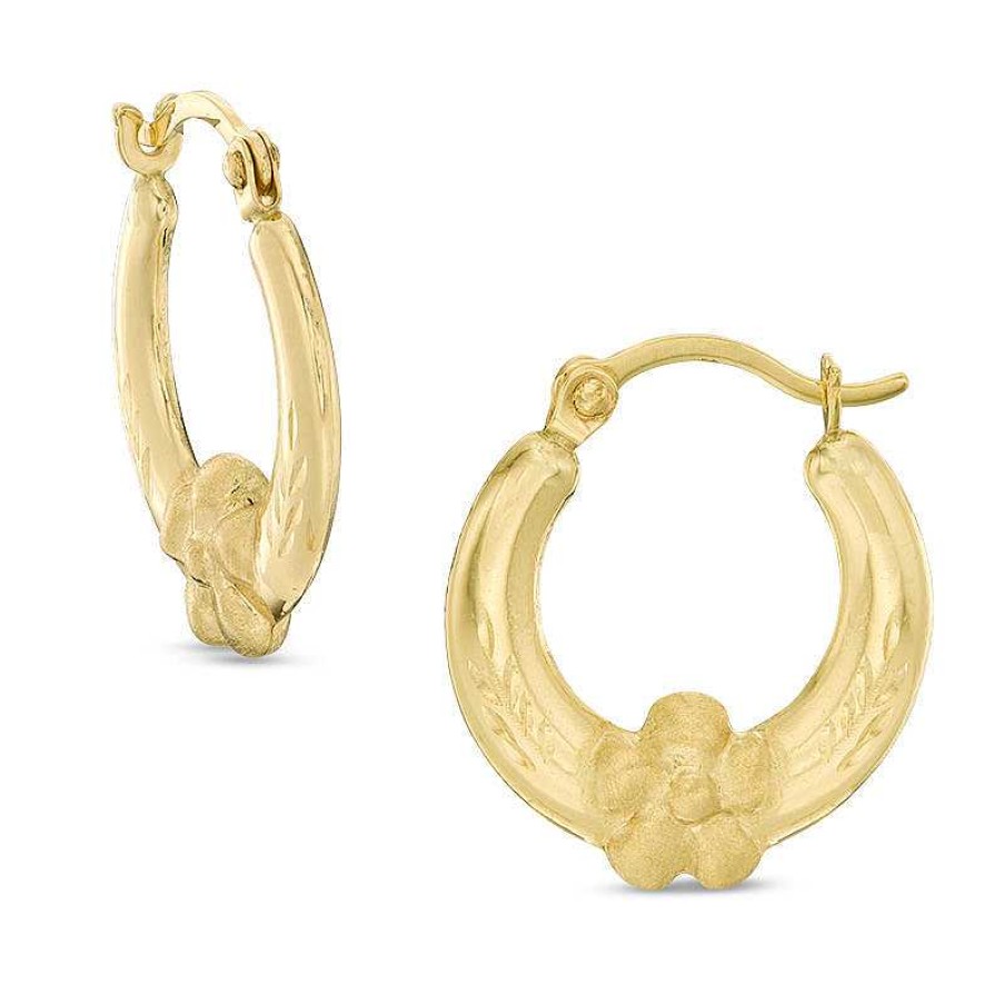 Banter Flower Hoop Earrings In 10K Stamp Hollow Gold Earrings