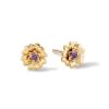 Banter 10K Solid Gold Cz Violet Studs Earrings