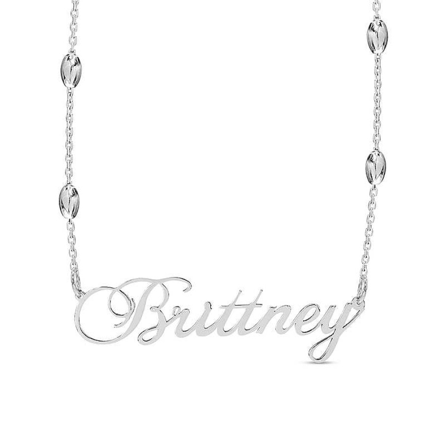 Banter Cursive Nameplate Saturn Chain Necklace In Sterling Silver - 18" Necklaces