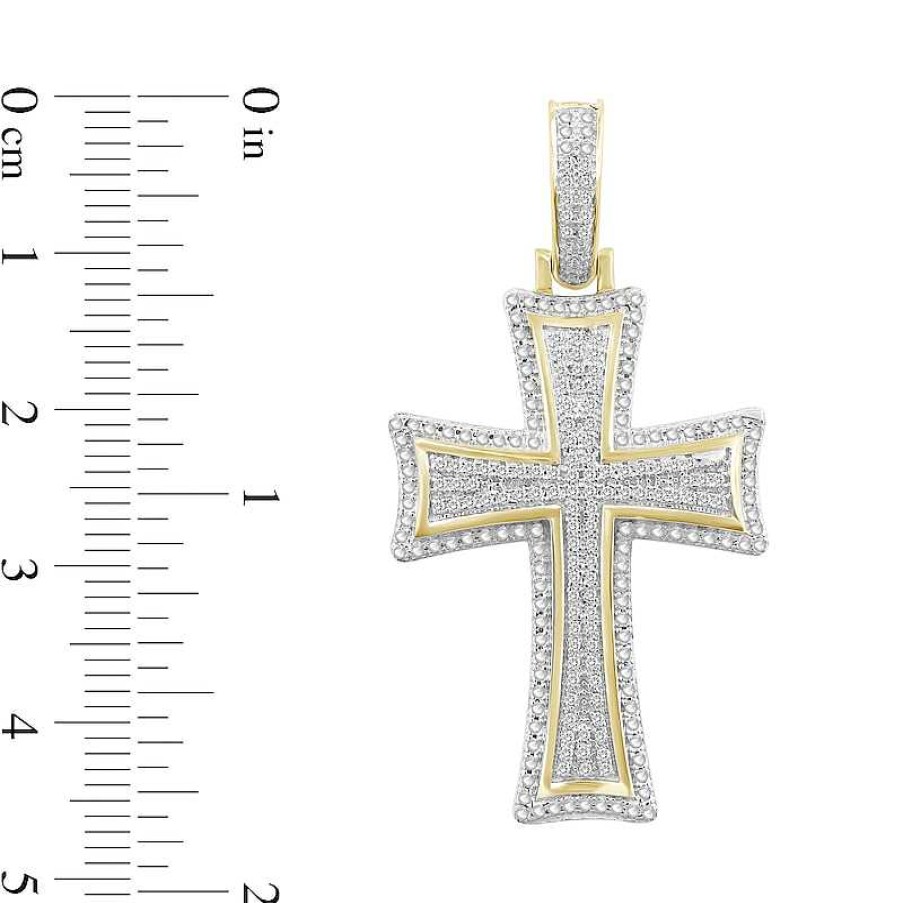 Banter 1/4 Ct. T.W. Diamond Cross Necklace Charm In Sterling Silver With 14K Gold Plate Charms