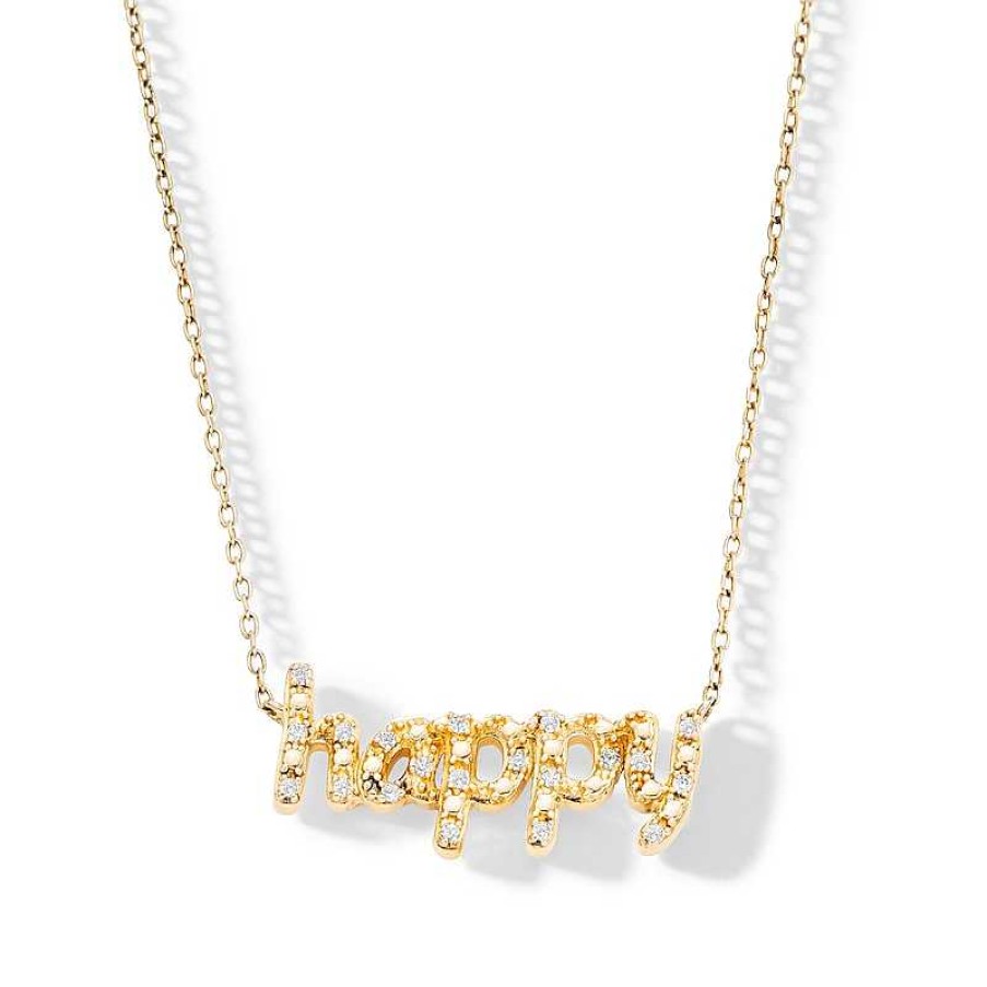 Banter 18K Gold Plate Diamond Accent Happy Necklace Necklaces