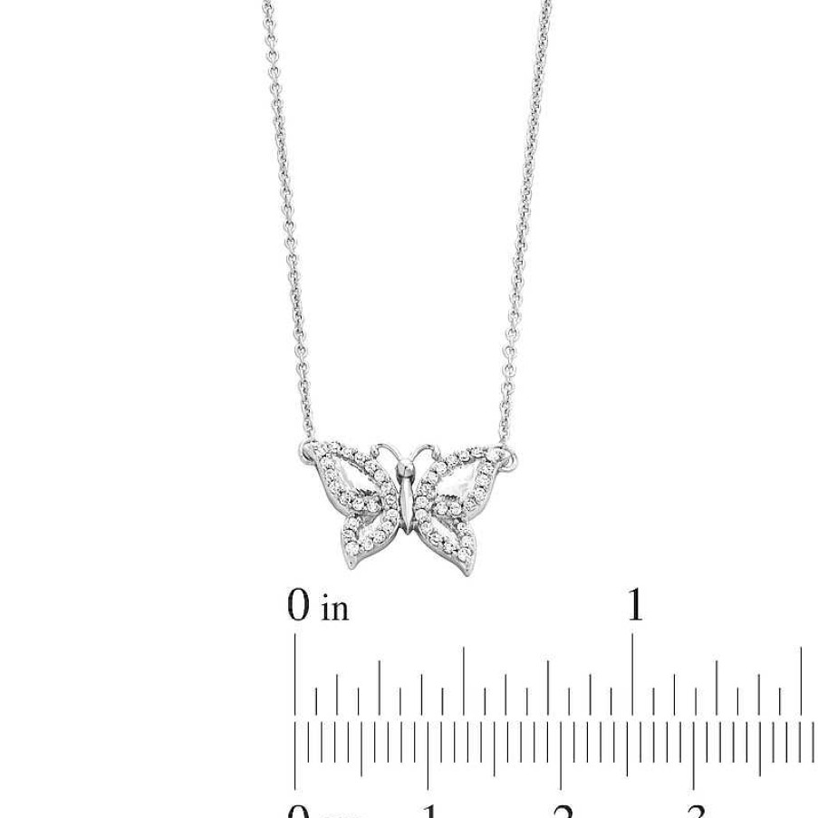 Banter 1/10 Ct. T.W. Diamond Butterfly Necklace In Sterling Silver Necklaces