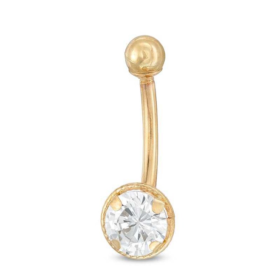 Banter 10K Semi-Solid Gold Cz Bezel-Set Belly Button Ring - 14G Belly Button