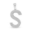 Banter Cubic Zirconia Pav "S" Block Initial Necklace Charm In Solid Sterling Silver Charms