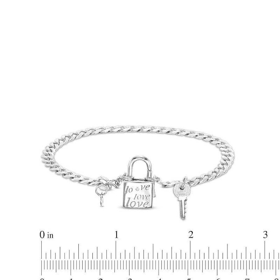 Banter Made In Italy Lock And Key Curb Chain Bracelet In Solid Sterling Silver - 7.5" Bracelets