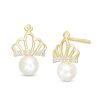 Banter Child'S 4Mm Cultured Freshwater Pearl And Cubic Zirconia Crown Stud Earrings In 10K Gold Earrings