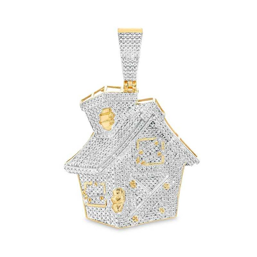 Banter 1/20 Ct. T.W. Diamond House Necklace Charm In Sterling Silver With 14K Gold Plate Charms