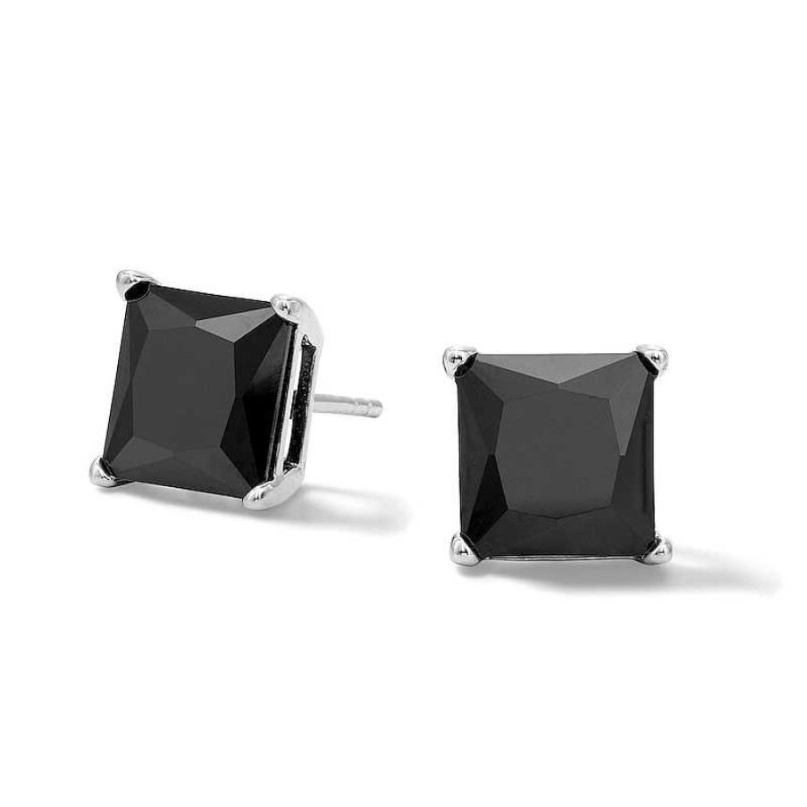 Banter 8Mm Princess-Cut Black Cubic Zirconia Stud Earrings In Sterling Silver Earrings