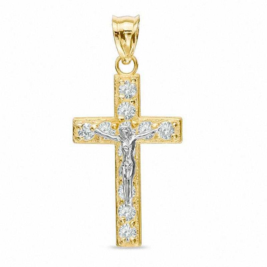 Banter Cubic Zirconia Crucifix Necklace Charm In 10K Two-Tone Gold Charms