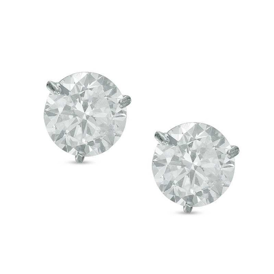 Banter 5Mm Cubic Zirconia Solitaire Stud Earrings In 14K White Gold Earrings